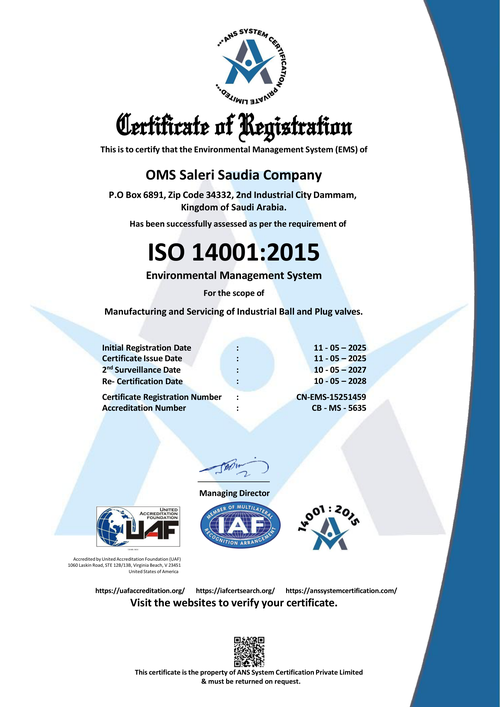 ISO 14001 certificate
