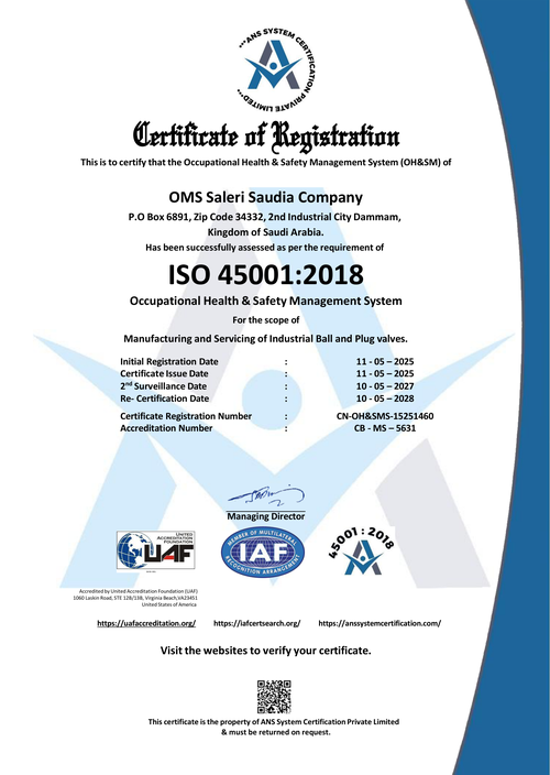 ISO 45001 certificate